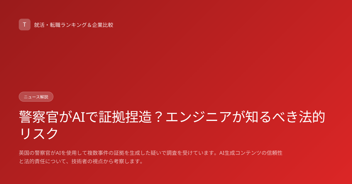 警察官がAIで証拠捏造？エンジニアが知るべき法的リスク