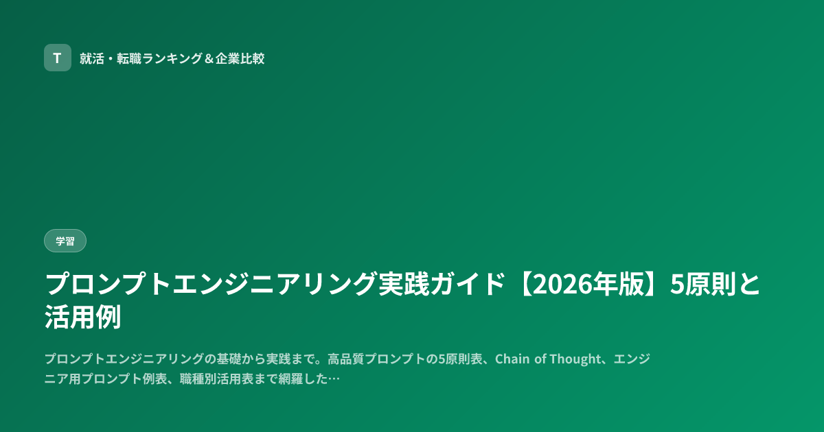 プロンプトエンジニアリング実践ガイド【2026年版】5原則と活用例
