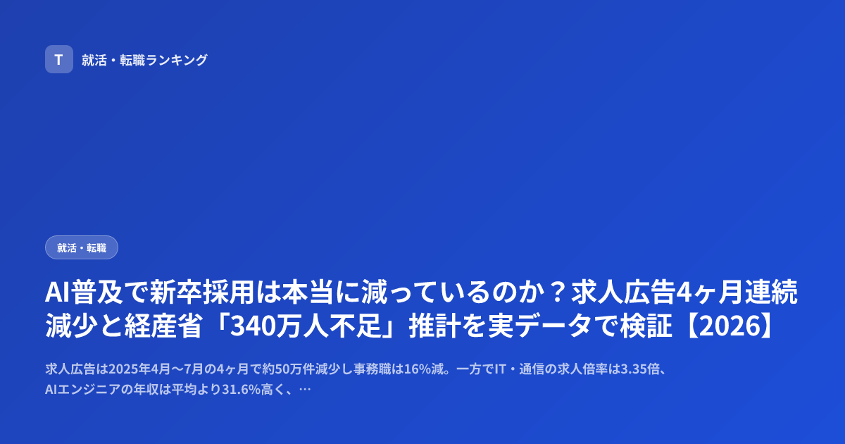 AI普及で新卒採用は本当に減っているのか？求人広告4ヶ月連続減少と経産省「340万人不足」推計を実データで検証【2026】