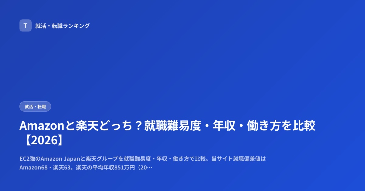 Amazonと楽天どっち？就職難易度・年収・働き方を比較【2026】