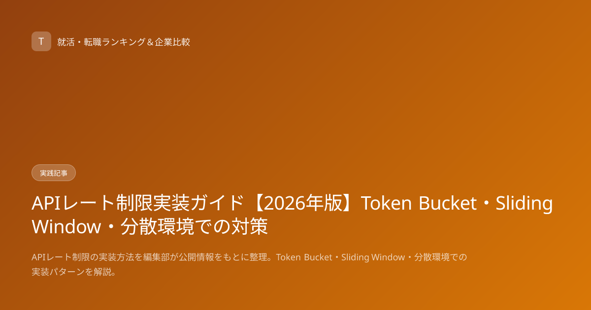 APIレート制限実装ガイド【2026年版】Token Bucket・Sliding Window・分散環境での対策