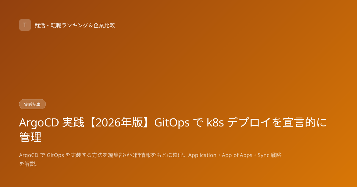 ArgoCD 実践【2026年版】GitOps で k8s デプロイを宣言的に管理