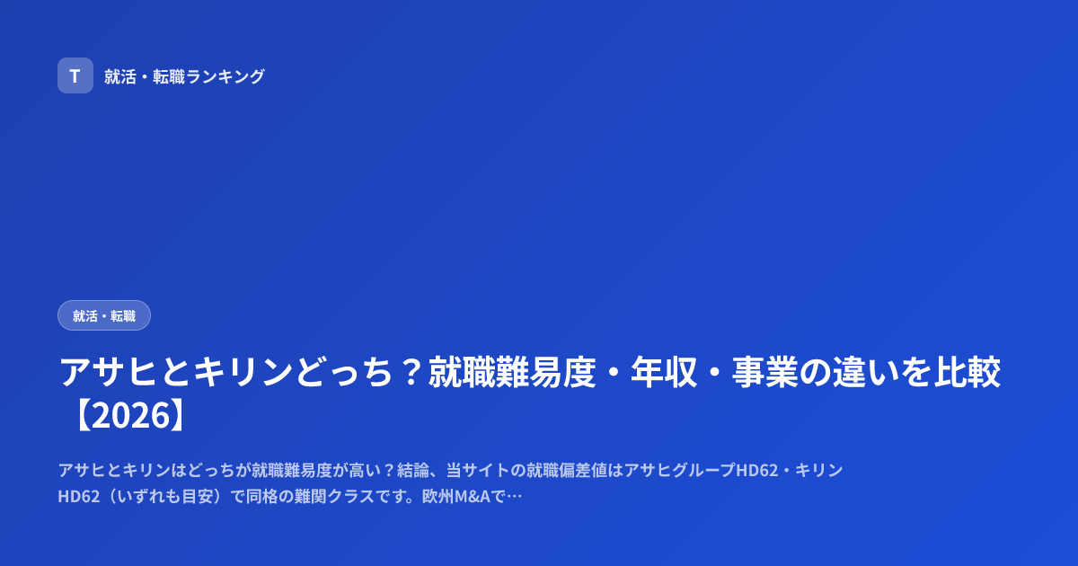 アサヒとキリンどっち？就職難易度・年収・事業の違いを比較【2026】