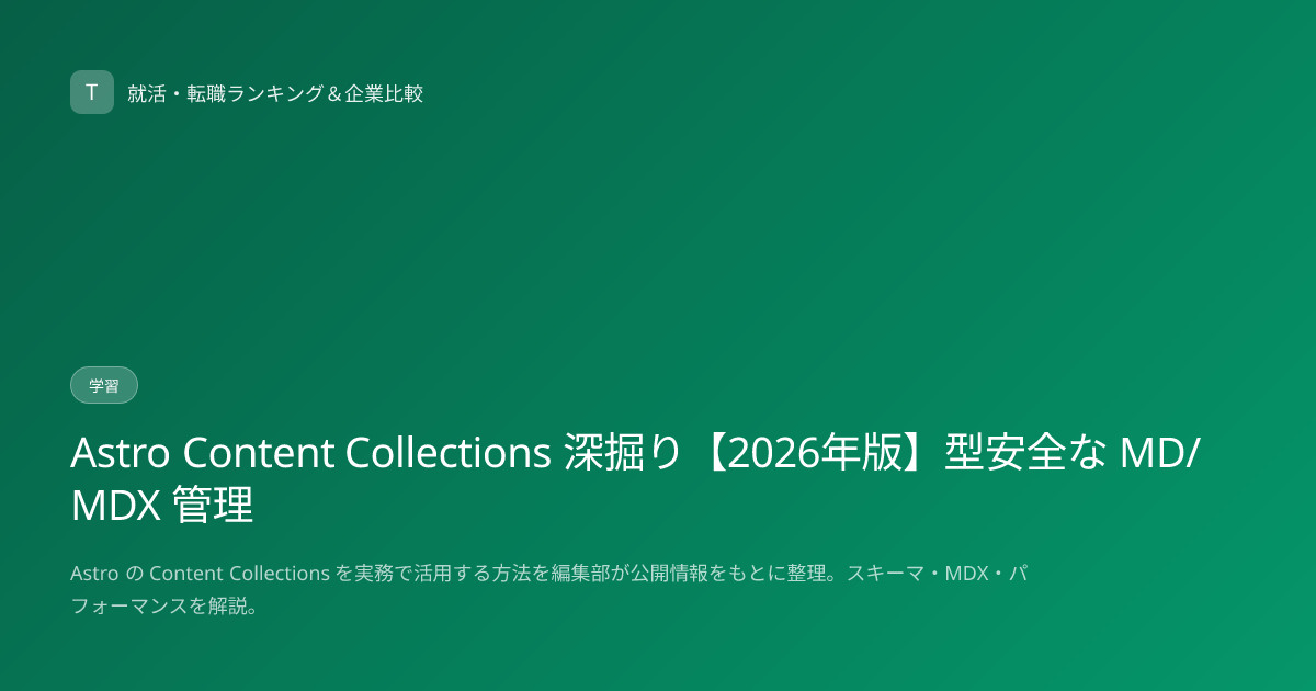 Astro Content Collections 深掘り【2026年版】型安全な MD/MDX 管理