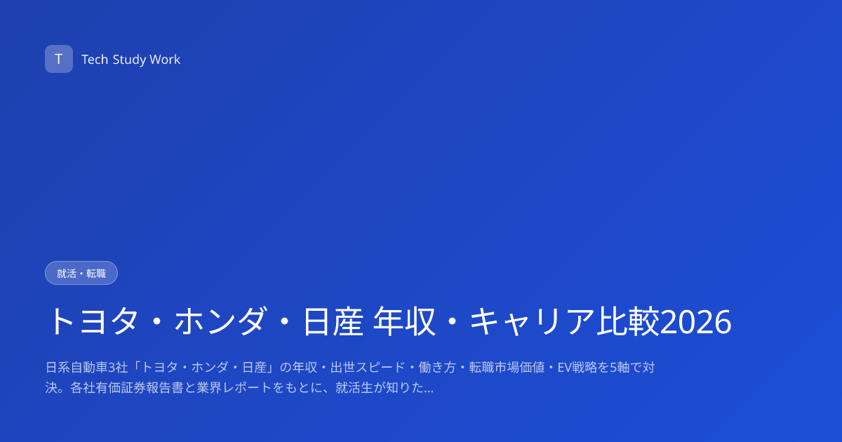 トヨタ・ホンダ・日産 年収・キャリア比較2026