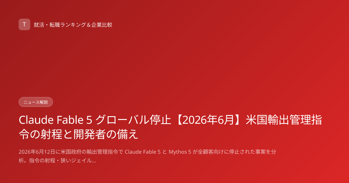 Claude Fable 5 グローバル停止【2026年6月】米国輸出管理指令の射程と開発者の備え