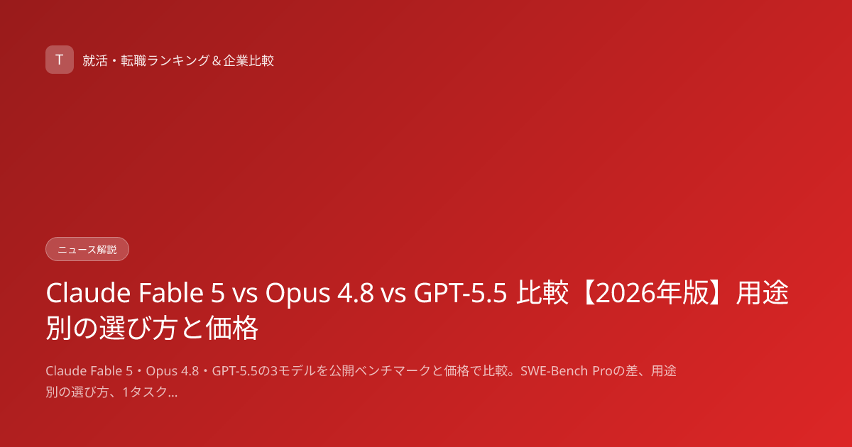 Claude Fable 5 vs Opus 4.8 vs GPT-5.5 比較【2026年版】用途別の選び方と価格