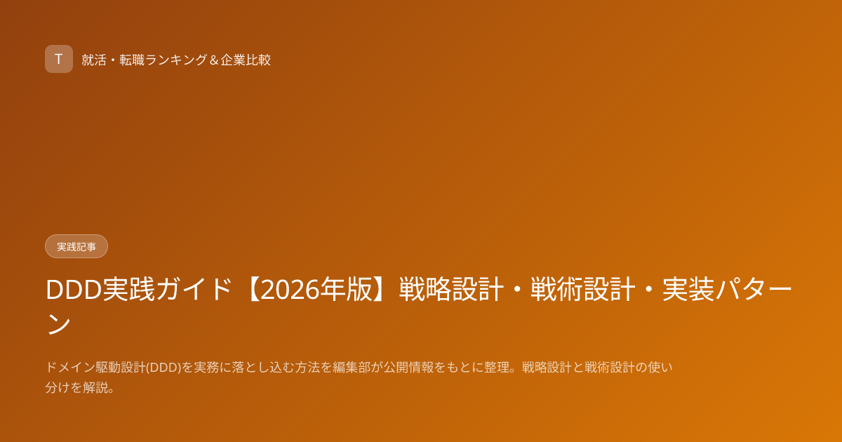 DDD実践ガイド【2026年版】戦略設計・戦術設計・実装パターン