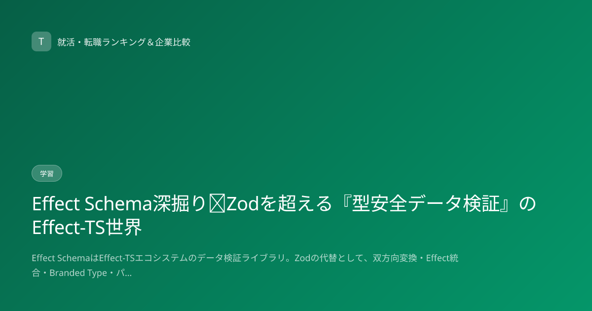 Effect Schema深掘り｜Zodを超える『型安全データ検証』のEffect-TS世界
