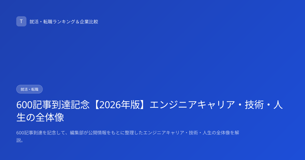 600記事到達記念【2026年版】エンジニアキャリア・技術・人生の全体像