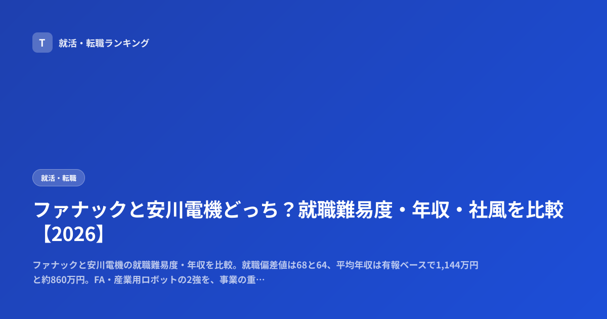 ファナックと安川電機どっち？就職難易度・年収・社風を比較【2026】