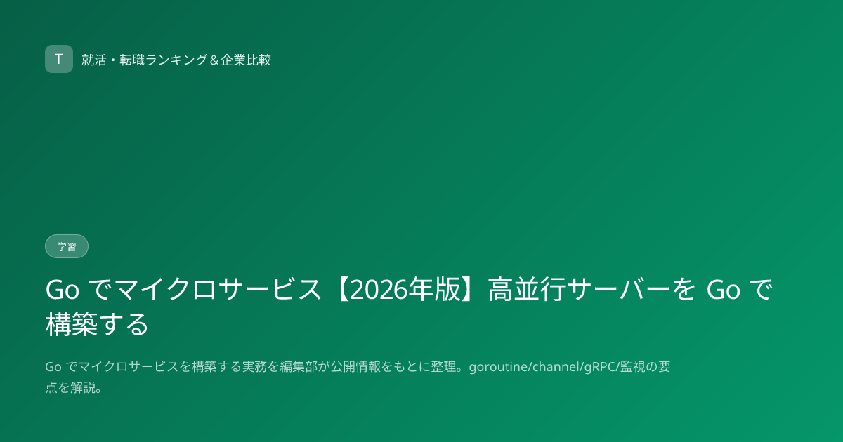 Go でマイクロサービス【2026年版】高並行サーバーを Go で構築する