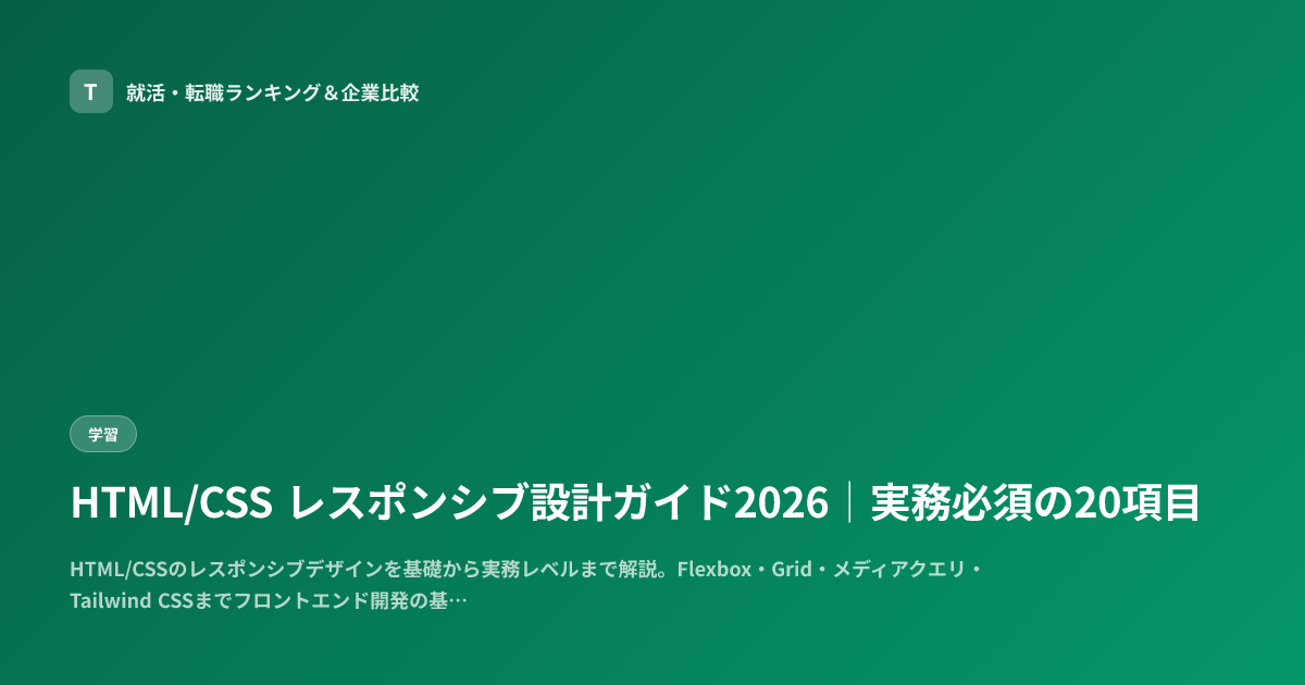 HTML/CSS レスポンシブ設計ガイド2026｜実務必須の20項目