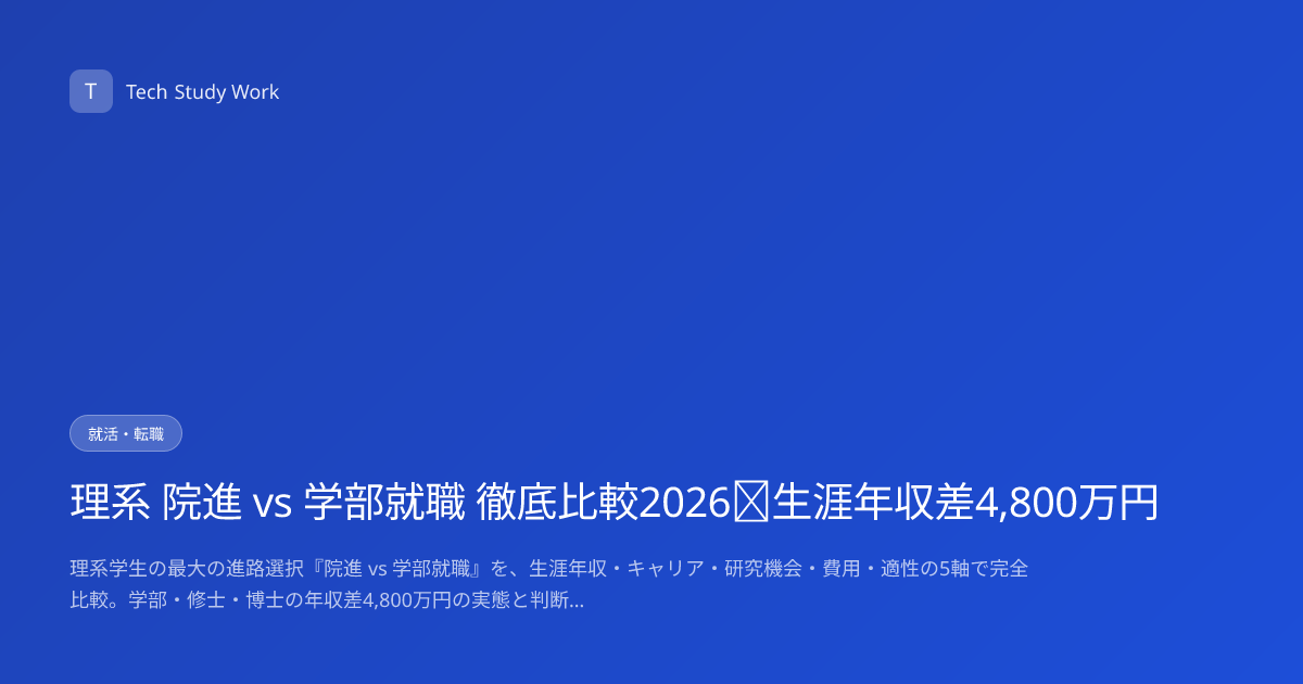 理系 院進 vs 学部就職 徹底比較2026｜生涯年収差4,800万円