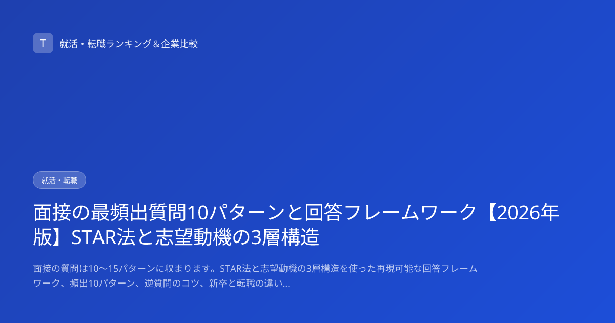 面接の最頻出質問10パターンと回答フレームワーク【2026年版】STAR法と志望動機の3層構造