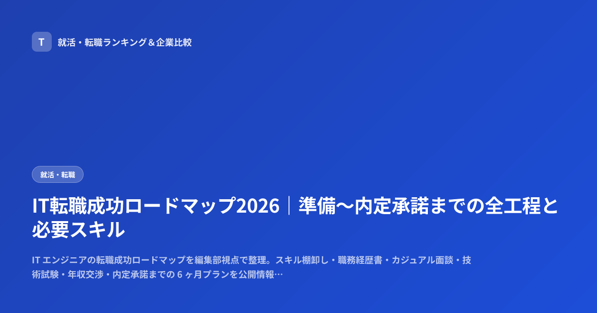 IT転職成功ロードマップ2026｜準備〜内定承諾までの全工程と必要スキル