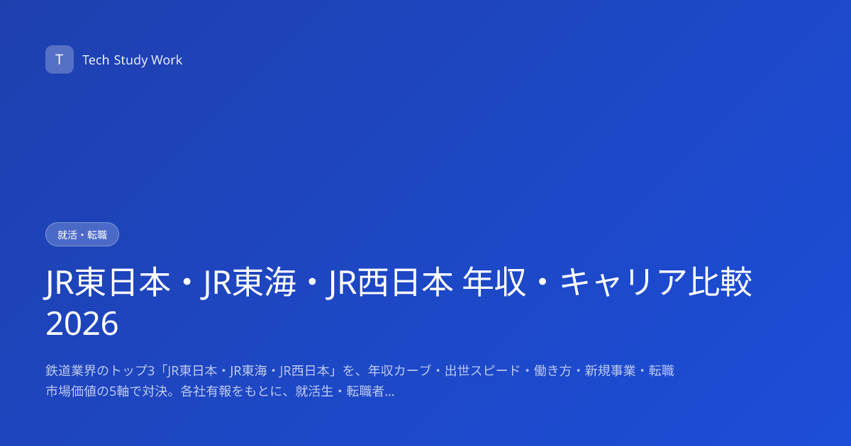 JR東日本・JR東海・JR西日本 年収・キャリア比較2026