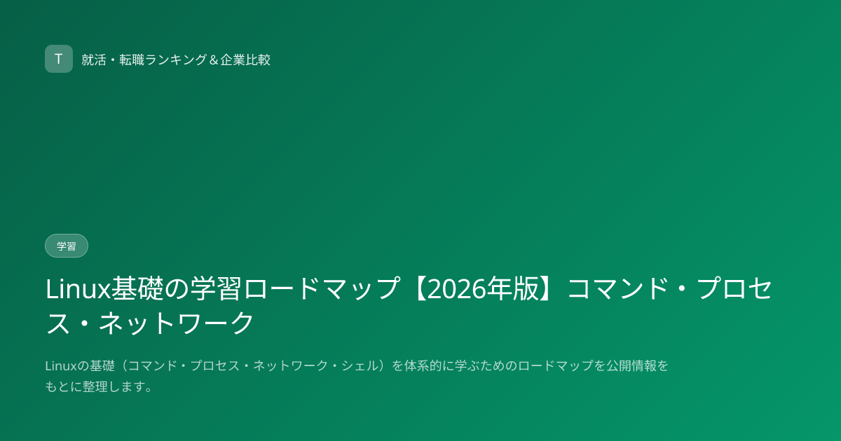 Linux基礎の学習ロードマップ【2026年版】コマンド・プロセス・ネットワーク