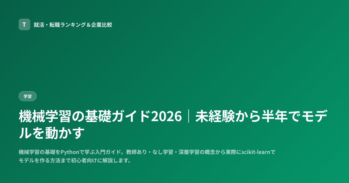 機械学習の基礎ガイド2026｜未経験から半年でモデルを動かす