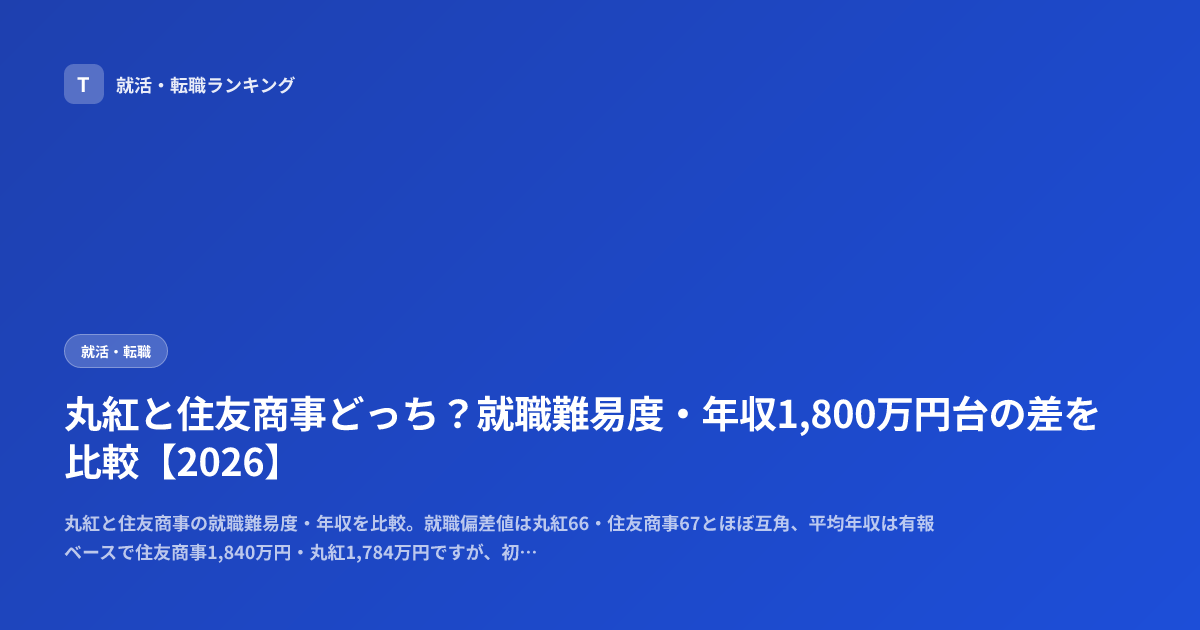 丸紅と住友商事どっち？就職難易度・年収1,800万円台の差を比較【2026】
