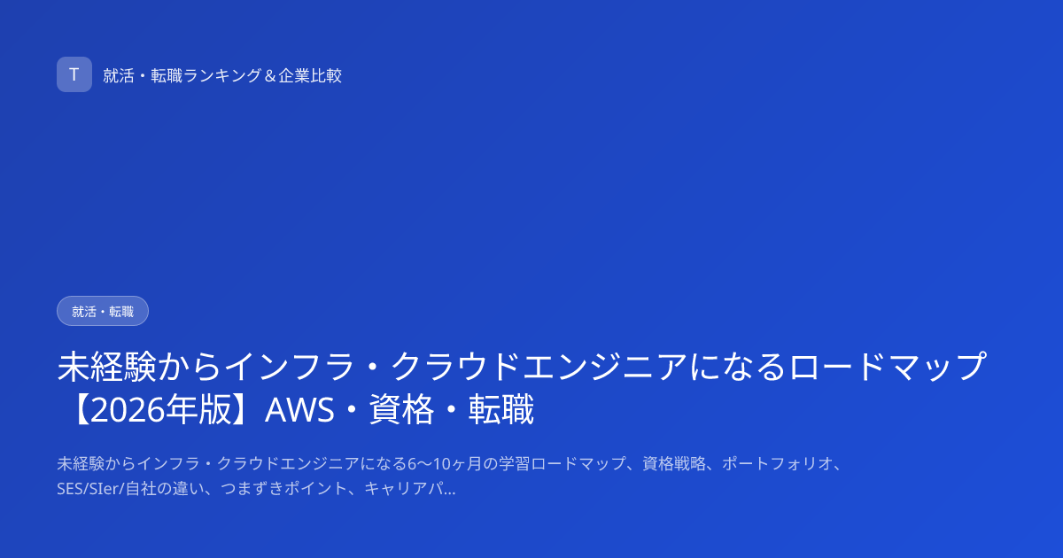 未経験からインフラ・クラウドエンジニアになるロードマップ【2026年版】AWS・資格・転職