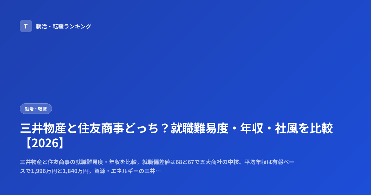 三井物産と住友商事どっち？就職難易度・年収・社風を比較【2026】