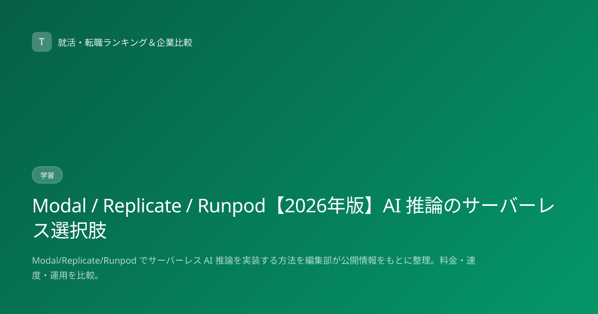 Modal / Replicate / Runpod【2026年版】AI 推論のサーバーレス選択肢