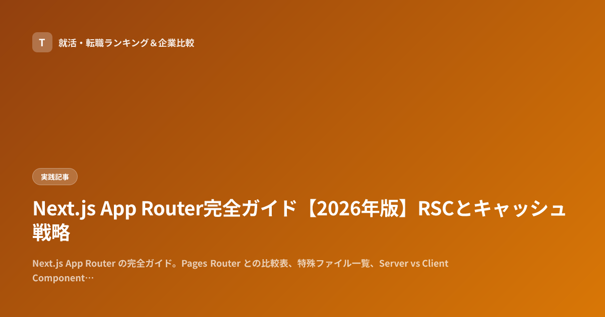 Next.js App Router完全ガイド【2026年版】RSCとキャッシュ戦略