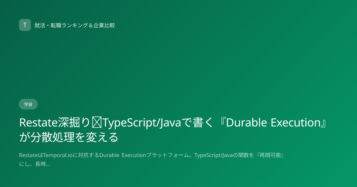 Restate深掘り｜TypeScript/Javaで書く『Durable Execution』が分散処理を変える