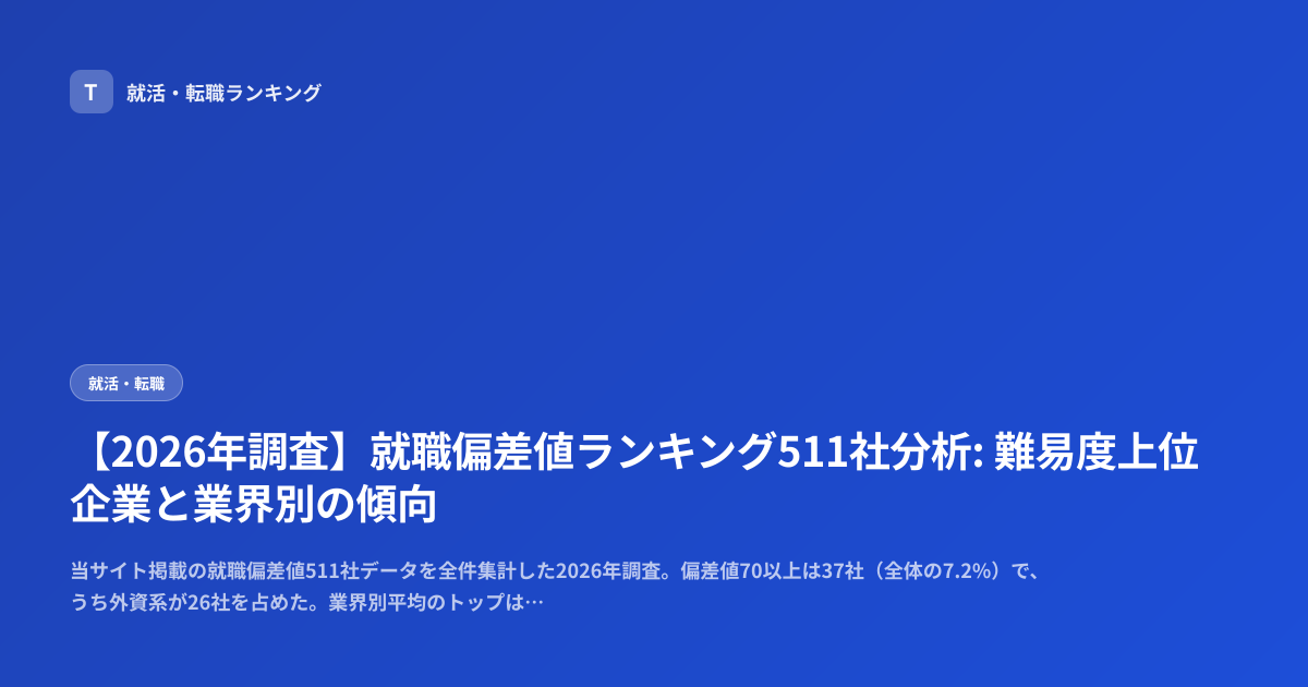 【2026年調査】就職偏差値ランキング511社分析: 難易度上位企業と業界別の傾向