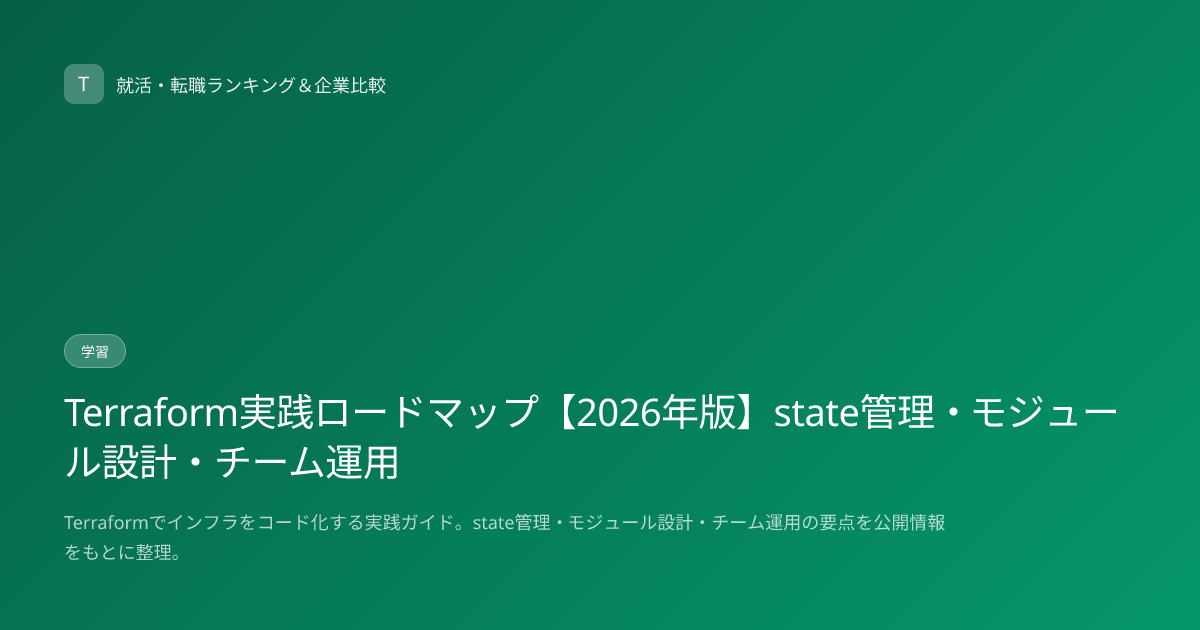 Terraform実践ロードマップ【2026年版】state管理・モジュール設計・チーム運用